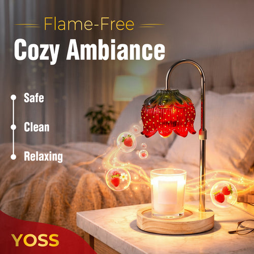 Strawberry Candle Warmer Lamp With Timer - Adjustable Height with Dimmable Warmer Lamp for All Candle Jars - Cute Strawberry Decor Gifts for Birthday Valentine Day for Women - Aesthetic Room Decor