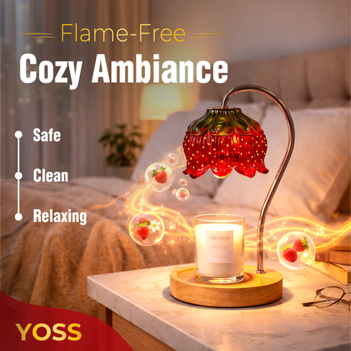 Strawberry Candle Warmer Lamp With Timer - Dimmable Warmer Lamp for All Candle Jars - Cute Strawberry Decor Gifts for Birthday Valentine Day for Women - Aesthetic Room Decor